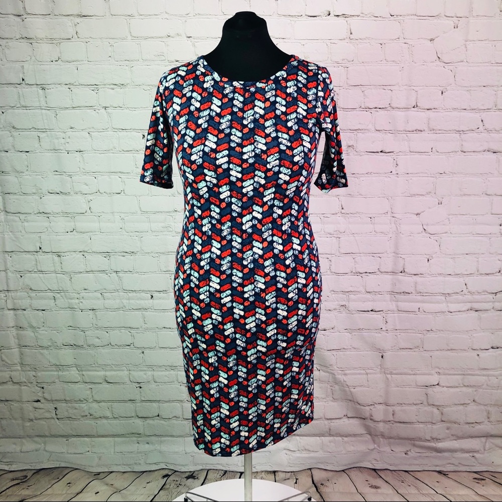 Geometrical patterned LuLaRoe Julia Dress Sz M